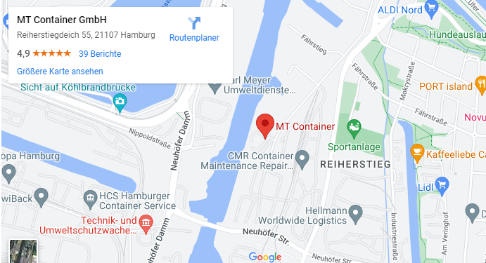 Местоположение на фирмата MT Container в Хамбург, Германия